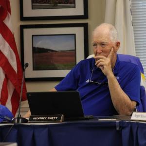 Chair of the School Committee, Geoff Swett, discusses the benefits of playful learning. Photo by Brandy Muz