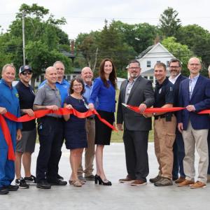 Ribbon cutting at helipad