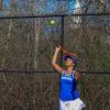  Julianna Frye serves during a home game against Old Rochester on May 1. Photos by Grace Roche