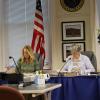 Select Board Chair Sarah Corbitt, left, and the board's clerk, Judith Whiteside. Photo by Nick Mossman